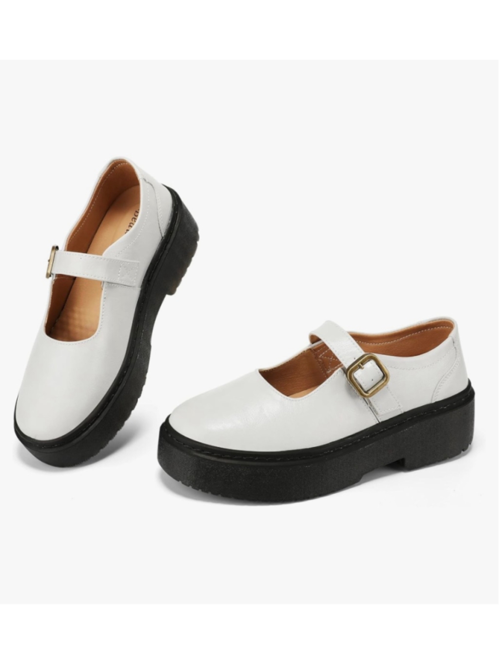 Women's Beauseen Platform Mary Jane Shoes Size 6 White Black